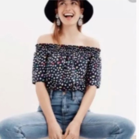 J. Crew Tops - JCrew Sz 0 Navy Off Shoulder